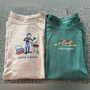 Life Is Good Men's Green and Tan Graphic Tees